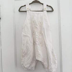 BR baby Banana Republic Embroidered Linen Cotton Romper 6-12 Months